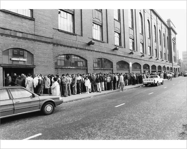 Rangers Fans queue for tickets for the Heart of Midlothian match they believe will see
