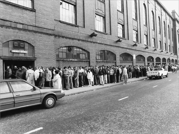 Rangers Fans queue for tickets for the Heart of Midlothian match they believe will see