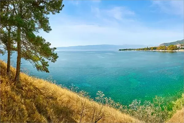 Panoramic view of Ohrid Lake, Republic of Macedonia, Balkans