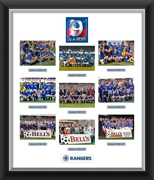 9 In A Row Celebration Mounted & Framed Montage Print