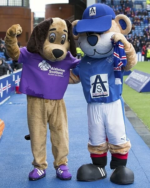 Broxi Bear and Ibrox Stadium: Rangers vs Queen of the South in Championship Action - Scottish Cup Champions 2003