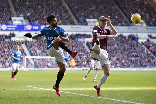 Candeias Crosses at Ibrox: A Moment from the Rangers vs Heart of Midlothian Ladbrokes Premiership Match