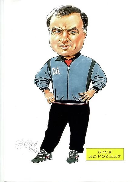 Caricature Advocat. Bob began sketching soccer stories over fifty years ago