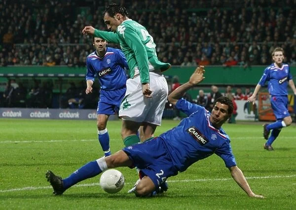 Carlos Cuellar's Unyielding Performance: Rangers 1-0 Triumph over Werder Bremen in UEFA Cup Round of 16 (Weserstadion)