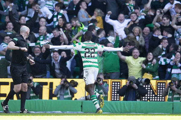 Celtic's Odsonne Edouard Celebrates Goal Against Rangers in Scottish Premiership at Celtic Park