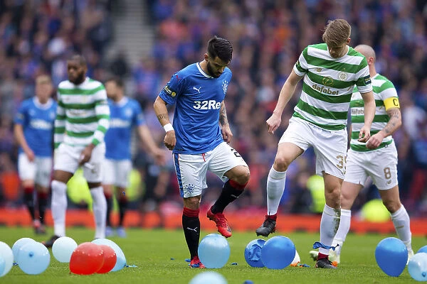 Clash at Hampden Park: Candeias and Ajer Amidst the Scottish Cup Semi-Final Balloons