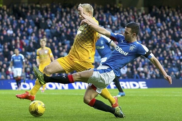Clash at Ibrox Stadium: Rangers Holt and Morton's Pepper in Ladbrokes Championship Action (Scottish Cup Champions 2003)