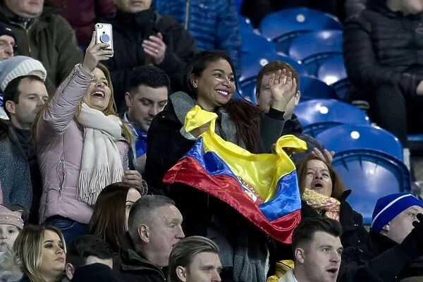 Columbian-Flag-Waving Rangers Fans at Ibrox: Passionate Support during Rangers vs Motherwell (Ladbrokes Premiership)