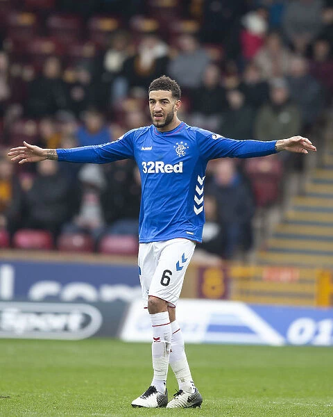 Connor Goldson in Action for Rangers at Fir Park Against Motherwell - Scottish Premiership