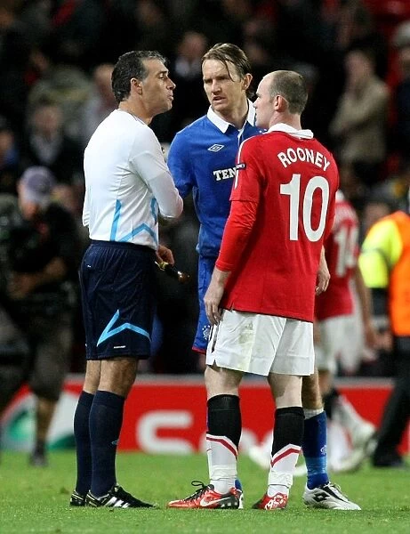 Controversial Handshake: Sasa Papac and Wayne Rooney at Old Trafford - Manchester United vs Rangers (0-0)