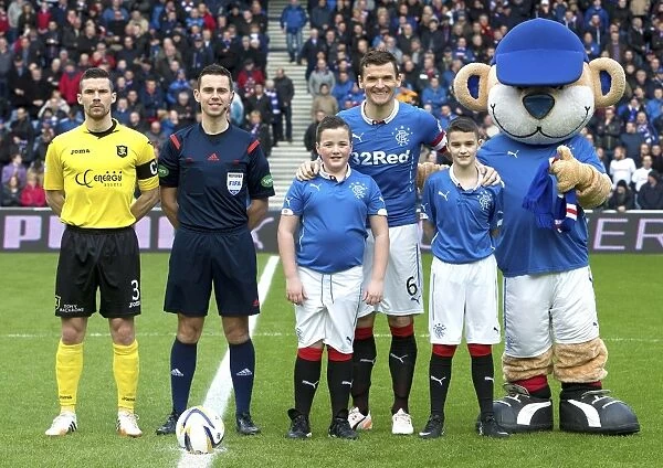 Double Victory: Lee McCulloch and Rangers Mascots Celebrate Scottish Championship and Scottish Cup at Ibrox Stadium (2003)