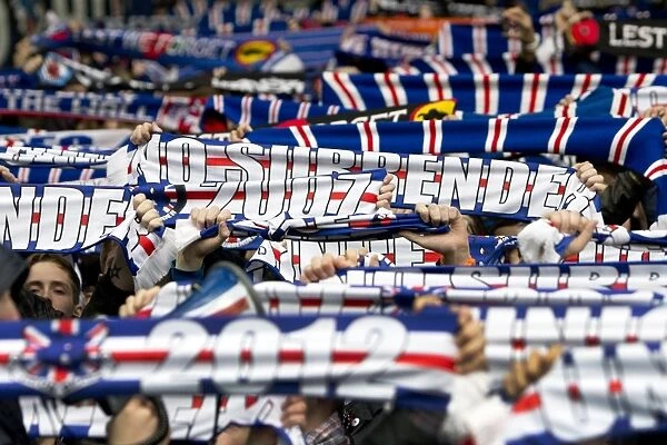 Ecstatic Rangers Fans Celebrate 2-0 Victory at Ibrox Stadium with Waving Scarves