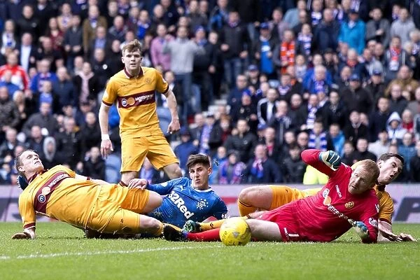 Emerson Hyndman Fights for Possession in Intense Rangers vs Motherwell Clash at Ibrox Stadium