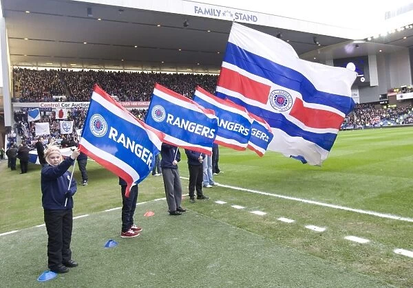 Flag Bearers Amidst Defeat: Rangers vs Heart of Midlothian at Ibrox Stadium (Clydesdale Bank Scottish Premier League)