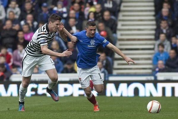 Fraser Aird Scores the First Goal Against Paul Gallagher in Rangers 2-0 Victory over Queens Park at Ibrox Stadium