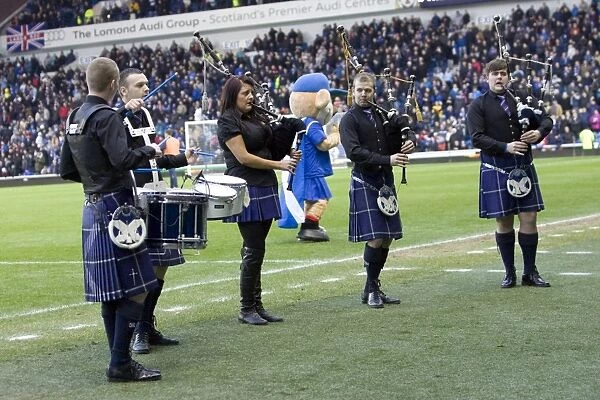 Half Time Drums and Roses: Rangers 4-0 Victory over Hibernian at Ibrox Stadium, Clydesdale Bank Scottish Premier League