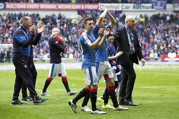 Holt and Halliday's Triumphant Ladbrokes Championship Win: Rangers Football Club Celebrates Scottish Championship Title at Ibrox Stadium