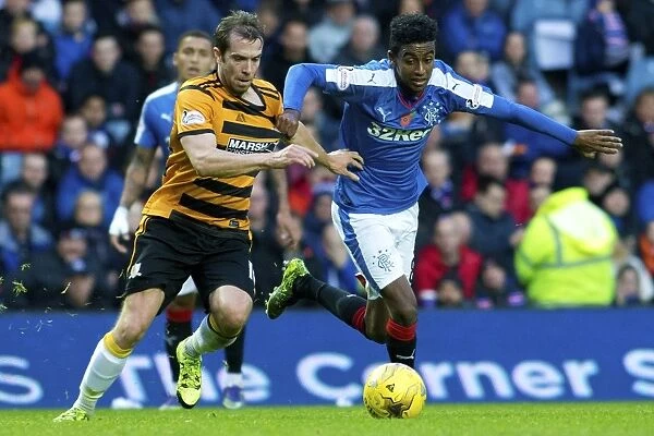 Intense Battle: Gedion Zelalem Fights for Ball in Rangers vs Alloa Athletic, Ladbrokes Championship Match at Ibrox Stadium