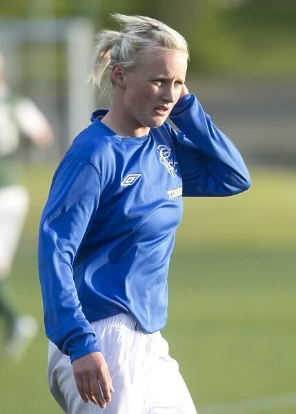 Intense Battle: Natalie Ross of Rangers vs. Hibernian Ladies - Scottish Women's Premier League Soccer Match