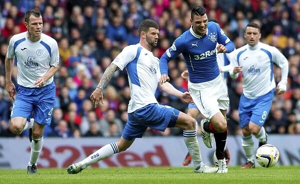 Intense Play-Off Clash: Vuckic Fouls Dowie at Ibrox Stadium - Rangers vs Queen of the South