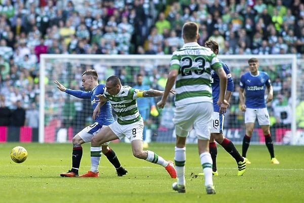 Intense Rivalry: Barrie McKay vs. Scott Brown in the Celtic v Rangers Ladbrokes Premiership Clash at Celtic Park