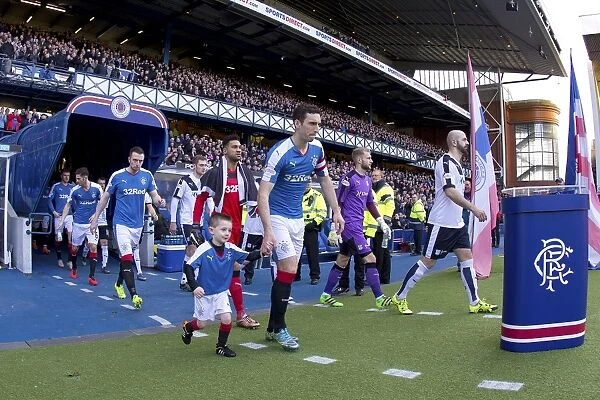 Lee Wallace and Rangers Mascots Celebrate Scottish Cup Quarter Final Victory at Ibrox Stadium
