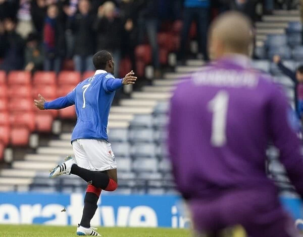 Maurice Edu's Euphoric Goal Celebration: Rangers 2-1 Victory over Motherwell in the Scottish Cup Semi-Final at Hampden Park