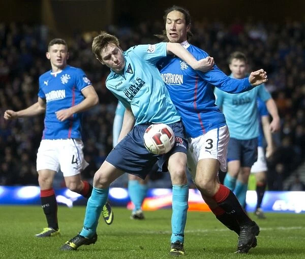 Mohsni vs Martin: Intense Clash Between Rangers Bilel Mohsni and Dunfermline Athletic's Lewis Martin in Scottish Cup Match at Ibrox