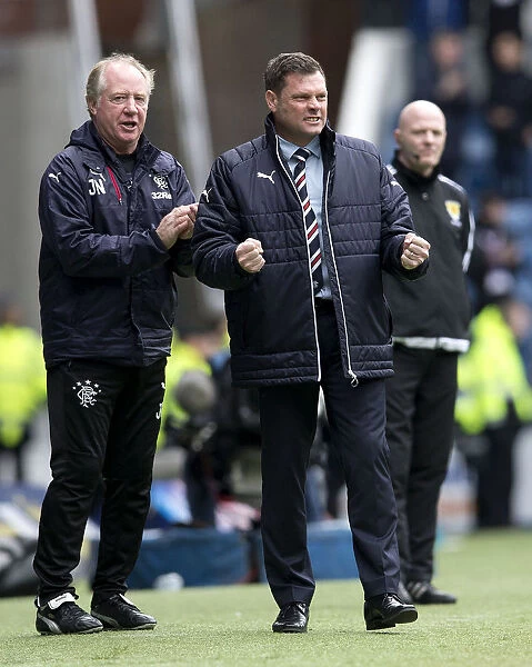 Murty and Nicholl: Celebrating Cummings Goal for Rangers at Ibrox