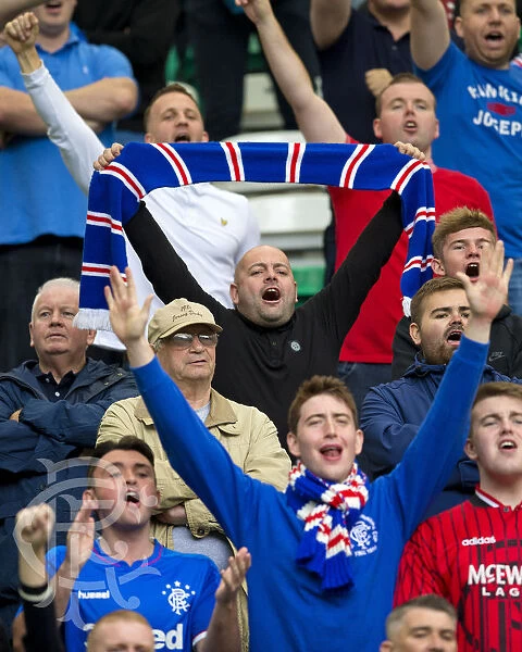 Passionate Rangers Fans at Celtic Park: A Sea of Blue and White in the Ladbrokes Premiership