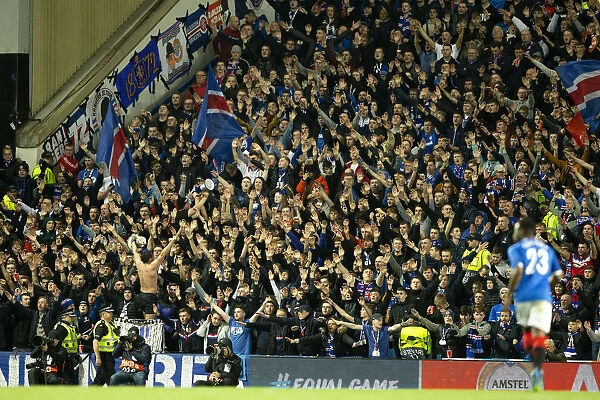Passionate Rangers Fans at Ibrox Stadium: Europa League Showdown Against Rapid Vienna