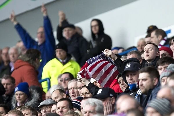 Passionate Rangers Fans Waving an American Flag: Ibrox Stadium's Euphoric Scottish Cup Victory (2003)