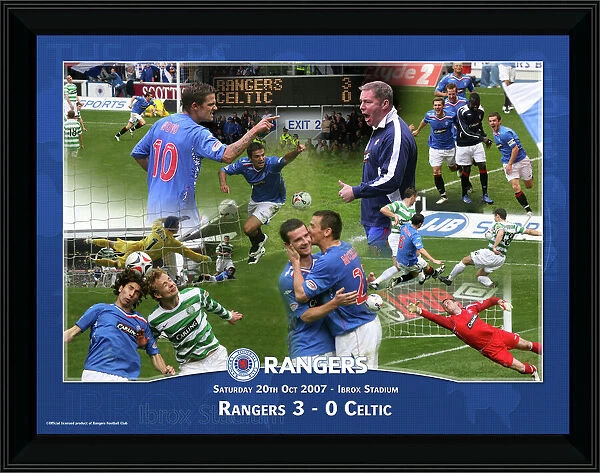 Rangers 3-0 Celtic - 20th October 2007 - Framed 16x12 Montage, Rangers FC
