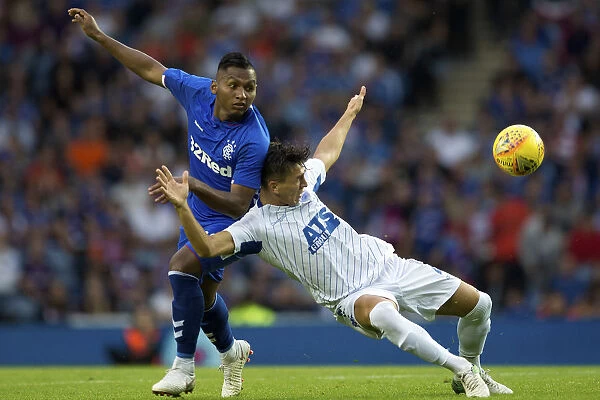 Rangers Alfredo Morelos Concentrates on Ball in Europa League Match at Ibrox Stadium