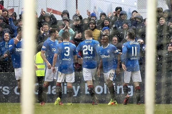 Rangers Alfredo Morelos Doubles Up: Triumphant Fifth Round Scottish Cup Celebration at Ayr United's Somerset Park