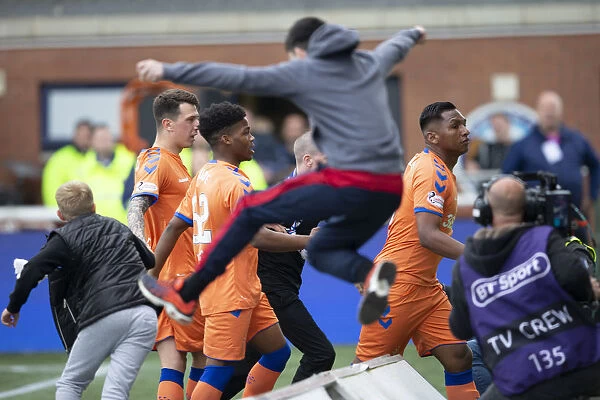 Rangers Alfredo Morelos Scores and Celebrates with Jubilant Fans at Rugby Park