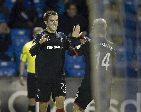 Rangers Andrew Little and Steven Naismith: Celebrating Goal Victory in CIS Insurance Cup Quarterfinal at Rugby Park (Kilmarnock 0-2 Rangers)