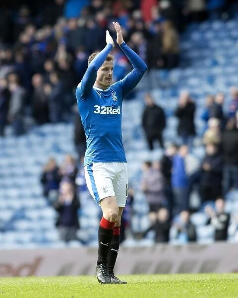 Rangers Andy Halliday Celebrates with Fans: Triumphant Scottish Cup Victory at Ibrox Stadium