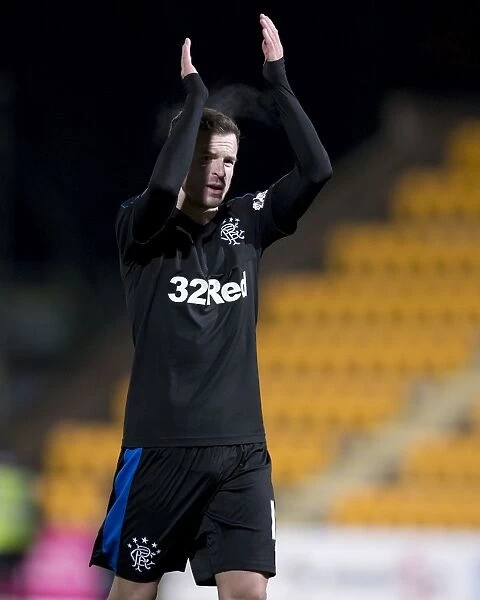 Rangers Andy Halliday Celebrates McDiarmid Park Victory: Salute to the Fans (Ladbrokes Premiership)