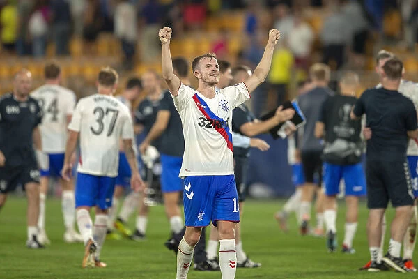 Rangers Andy Halliday: Europa League Victory Celebration against Villarreal, Spain