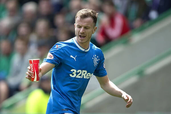 Rangers Andy Halliday Hit with Coca-Cola Cup during Hibernian vs Rangers Match