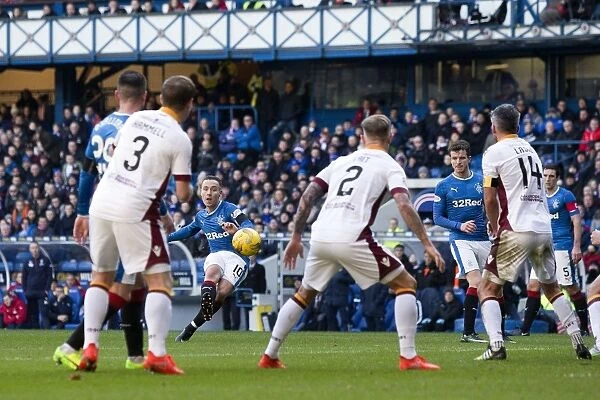 Rangers Barrie McKay Unleashes Powerful Free Kick at Ibrox Stadium during Scottish Cup Clash vs Motherwell