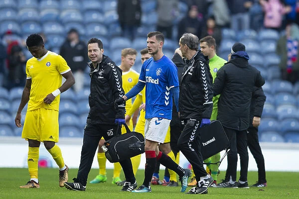 Rangers Borna Barisic Receives Treatment: Injury Sidelines Star Player During Rangers vs HJK Helsinki Friendly at Ibrox Stadium