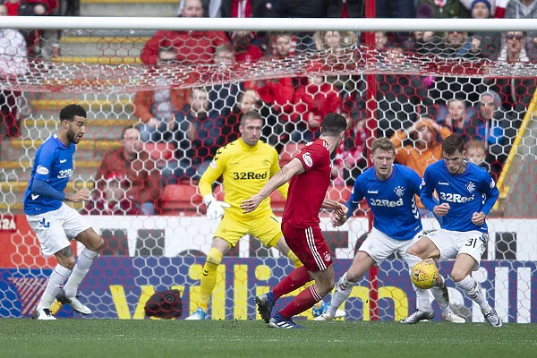 Rangers Borna Barisic Saves Shot in Intense Aberdeen vs Rangers Scottish Cup Quarter-Final at Pittodrie Stadium