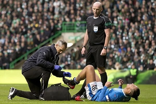 Rangers Bruno Alves Receives Treatment: Intense Battle - Rangers vs. Celtic, Ladbrokes Premiership