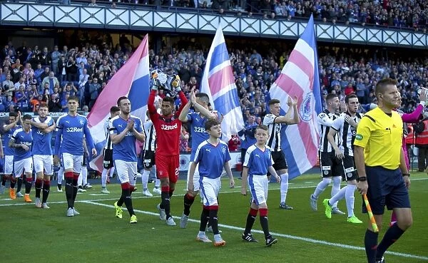 Rangers Captain Lee Wallace Leads Team and Mascots Out at Ibrox Stadium for Championship Match (Scottish Cup Champions 2003)