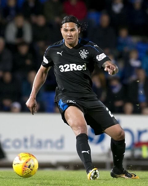 Rangers Carlos Pena in Action: Intense Moment at McDiarmid Park during Ladbrokes Premiership Clash Against St. Johnstone