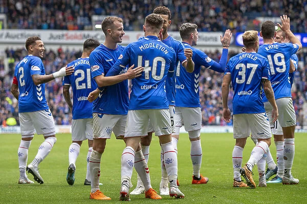 Rangers Celebrate Glenn Middleton's Goal: Rangers vs Dundee, Ladbrokes Premiership, Ibrox Stadium