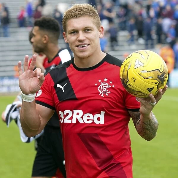 Rangers Championship-Winning Moment: Martyn Waghorn's Triumphant Goal and Celebration with the Match Ball