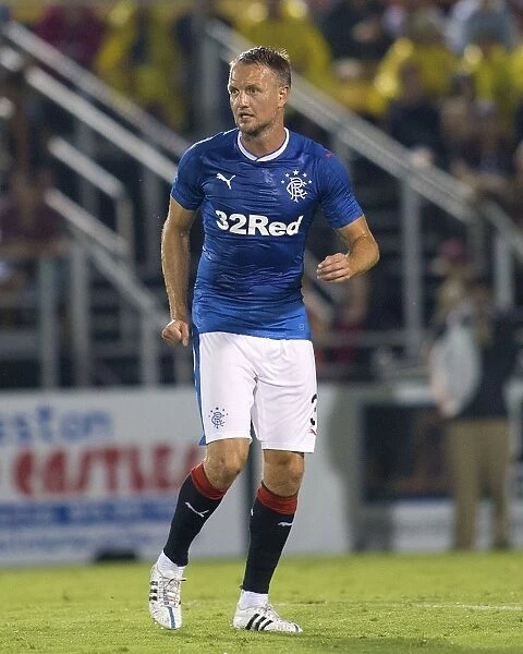 Rangers Clint Hill in Action: Pre-Season Clash against Charleston Battery at MUSC Health Stadium (Scottish Cup Champions 2003)